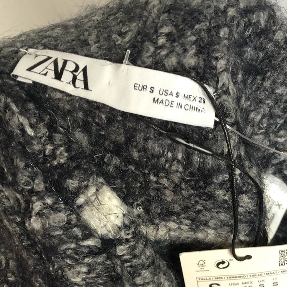 Zara Knit Black Faux Fur Striped Mini Skirt S - Picture 4 of 4